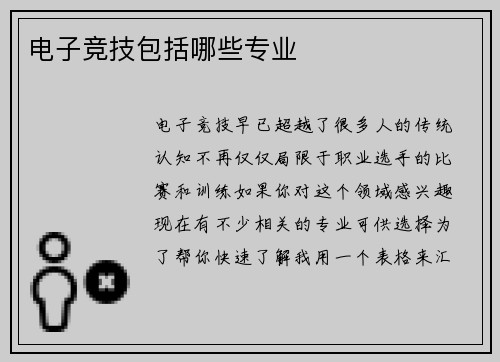 电子竞技包括哪些专业